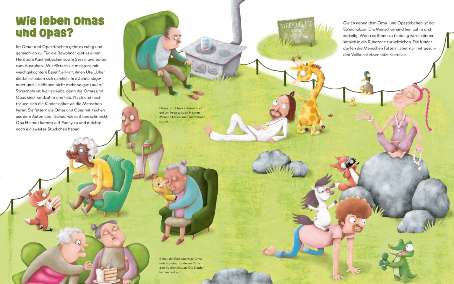 Innenansicht: lustiges Zoo-Bilderbuch ab 4 – Tiere beobachten Omas und Opas